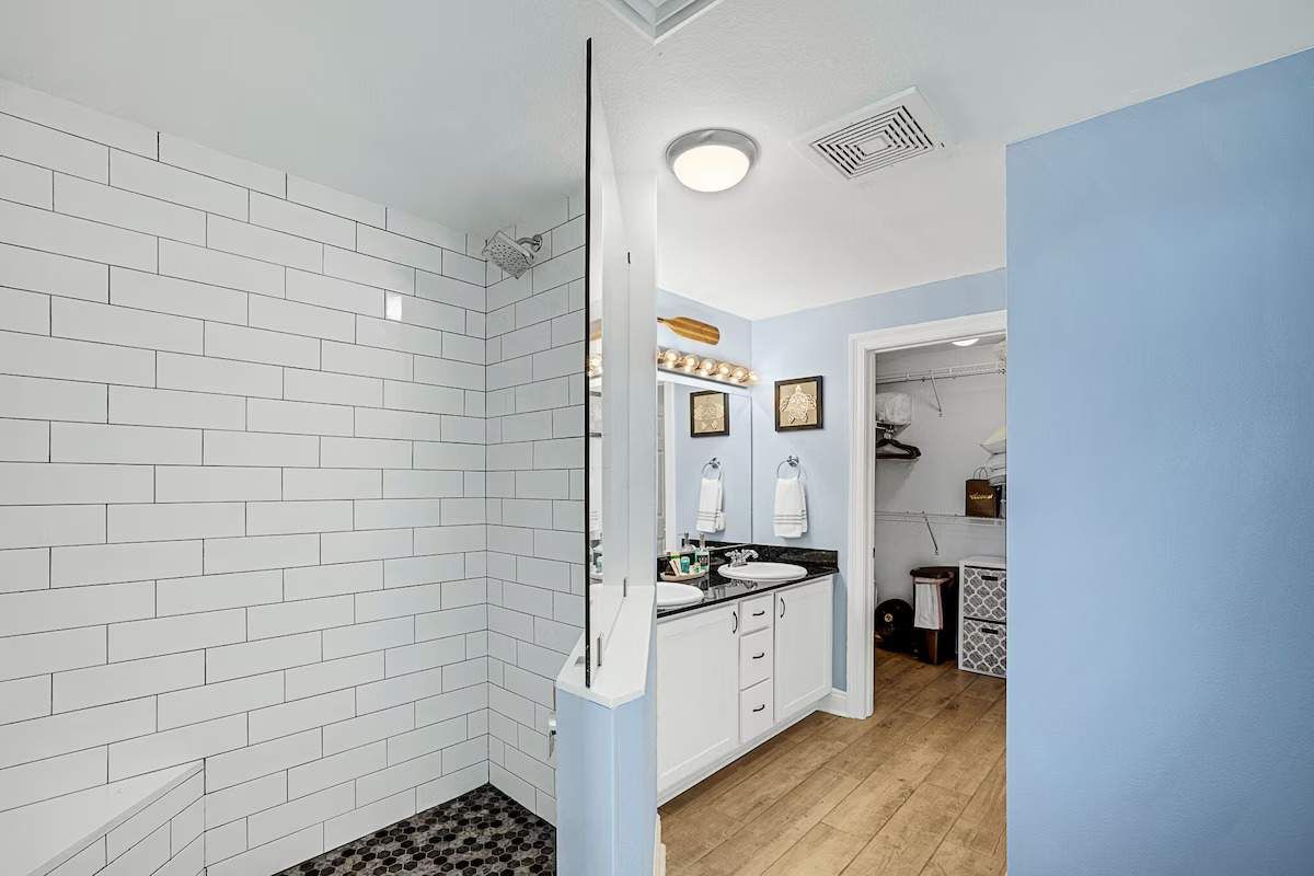 large walk-in shower in master bath